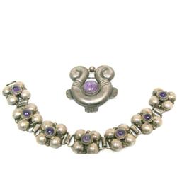 11.00Ctw AAA Amethyst Hand Made Bracelet & Pendant