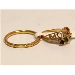 AAA Blue Topaz, Garnet Ring & Italian Gold Band