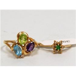 AAA Blue Topaz, Peridot, Amethyst & Emerald Ring