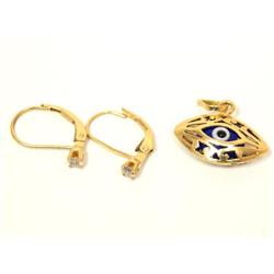 Diamonds Earrings & Egyptian Eye Pendant