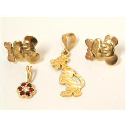 AAA Ruby Pendant, Mickey Mouse Earrings & Pendant