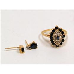 AAA Cashmere Sapphire & Diamonds Ring & Earrings