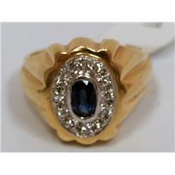 14K Gold Ladies Ring With Diamonds& Sapphire