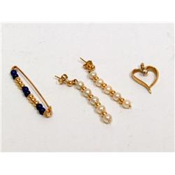 Diamond Solitaire pendant, Pearl Earrings & Lapis