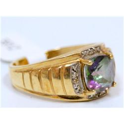 AAA Mystic Topaz & Diamonds Men's Ring