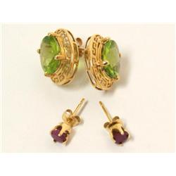 AAA Peridot Earrings & Burmese Ruby Earrings