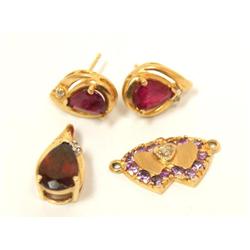 AAA Burmese Ruby Earrings, Garnet Pendant & Amethy