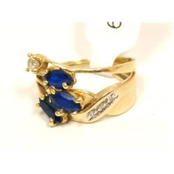 Diamonds wedding Band & Chatham Sapphire Ring