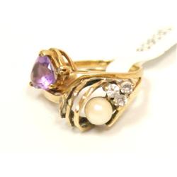 AAA Amethyst Ring & White Pearl Ring