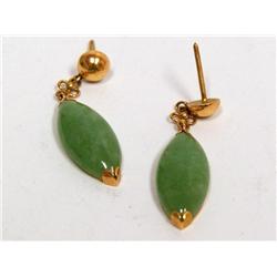 AAA Green Jade Pear Shape Ladies Earrings