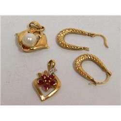 AAA Burmese Ruby, Pearl Pendant & Hoops Earrings