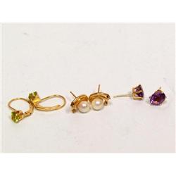 AAA Amethyst, Pearl & Peridot Earrings