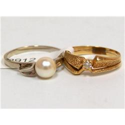 6.00mm Pearl Ring & Diamond Solitaire Ladies Ring