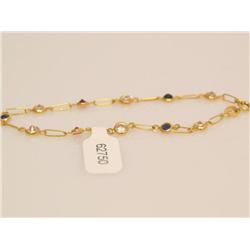 18K Gold Tennis Bracelet W/Sapphires & Rubies