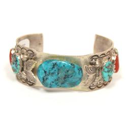 HANDMADE Navajo Indian Turquoise Hand Engrave Hand