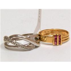 Diamonds Aniversary Band & Burmese Ruby Ring