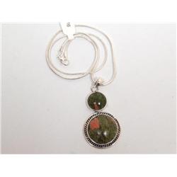 Sterling Necklace & Unakite Pendant - 28 grams