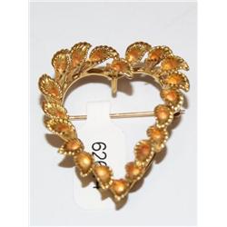 18k Gold Flower Design Heart Pendant 12gr