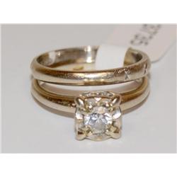 14K White Gold Wedding Set .33ct Diamond 4.5gr