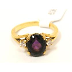 18Kt 2.00Ctw AAA Garnet & Diamonds Basket Ring
