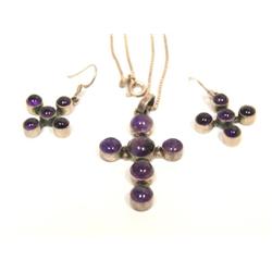 AAA  Amethyst Cross Necklace & Earrings