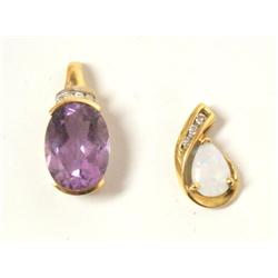 10.00Ctw AAA Amethyst Pendant & Australian Opal Pe