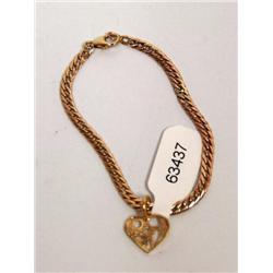 14K Gold Bracelet With Heart "LOVE" Charm