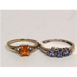 AAA Tanzanite Ring & Orange Sapphire Ring