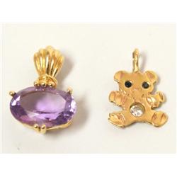 AAA Amethyst pendant & Gold Teddy Bear Pendants
