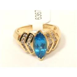 2.00Ctw AAA Blue Topaz & Diamonds Cluster Ring