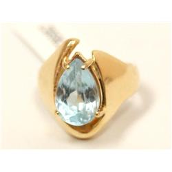 3.00Ctw AAA Blue Topaz Pear Shape Ladies Ring