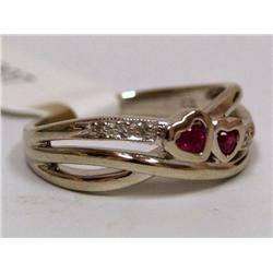 14K White Gold Ring With Rubies