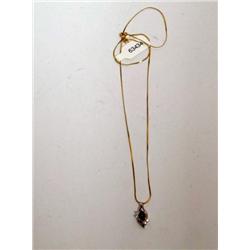 14K Gold Necklace With W/Diamond & Topaz  Pend
