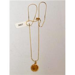 14K Gold Necklace With Gold Coin Pendant