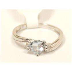AAA Blue Topaz Heart Shape & Diamonds Ladies Ring