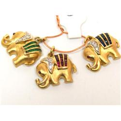 18Kt Ruby, Emerald & Sapphire Elephant Pendant