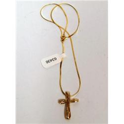 14K Gold Necklace W/1ctw Diamonds Cross Pendant