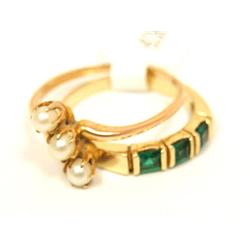 AAA Chatham Emerald Ring & White Pearl Ring