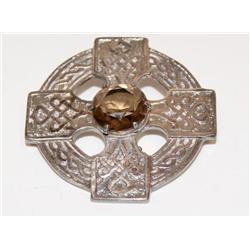 Sterling Silver Kilt Pin W/Smoky Topaz
