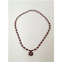 14K White Gold Diamond & Ruby Necklace