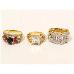 Vermeil 14kt AAA White Topaz, Ruby, Emerald & Sapp
