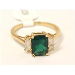 AAA Chatham Emerald & White Stones Ladies Ring