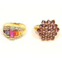 Vermeil 14kt AAA Amethyst Ring & Multicolor Stones