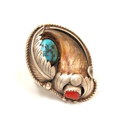 HANDMADE Navajo Indian Bear Claw Hand Made Ring "D