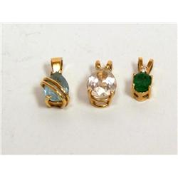 AAA Blue Topaz, White Topaz & Emerald Ladies Pend
