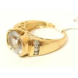 AAA Aquamarine Half Bezel Ladies Ring