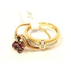 Diamonds Wedding Band & Burmese Ruby Ladies Ring