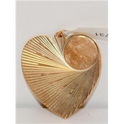 14K Gold Large Heart Pendant 13gr