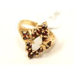 AAA Australian opal & Burmese Ruby Ladies Ring