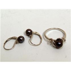 Black Pearl, Diamonds Ladies Ring & Earrings